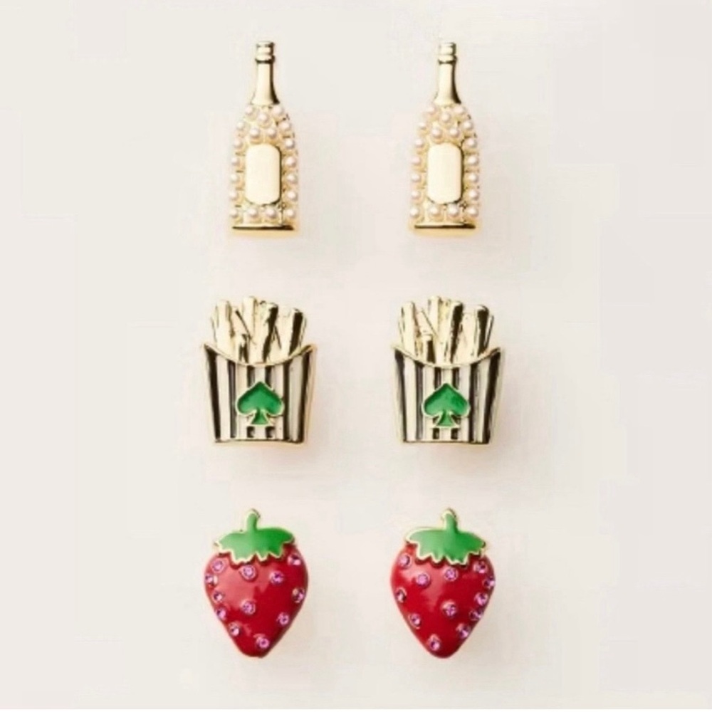 NWT Kate Spade x Target 3pc Earrings Set Strawberry Champagne